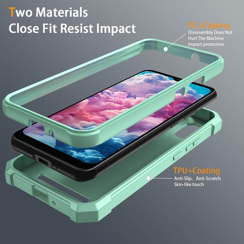 Mocotto for Cloud Mobile Stratus C8 Phone Case with Tempered Glass Screen Protector,Slim Soft Silicone Full-Body Protective Cover (Cloud Mobile Stratus C8,Green) - Image 3